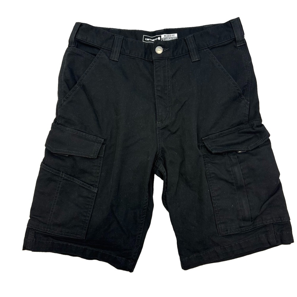 Carhartt Rugged Flex Relaxed Canvas Cargo Shorts BS3542-M Black Sz 32